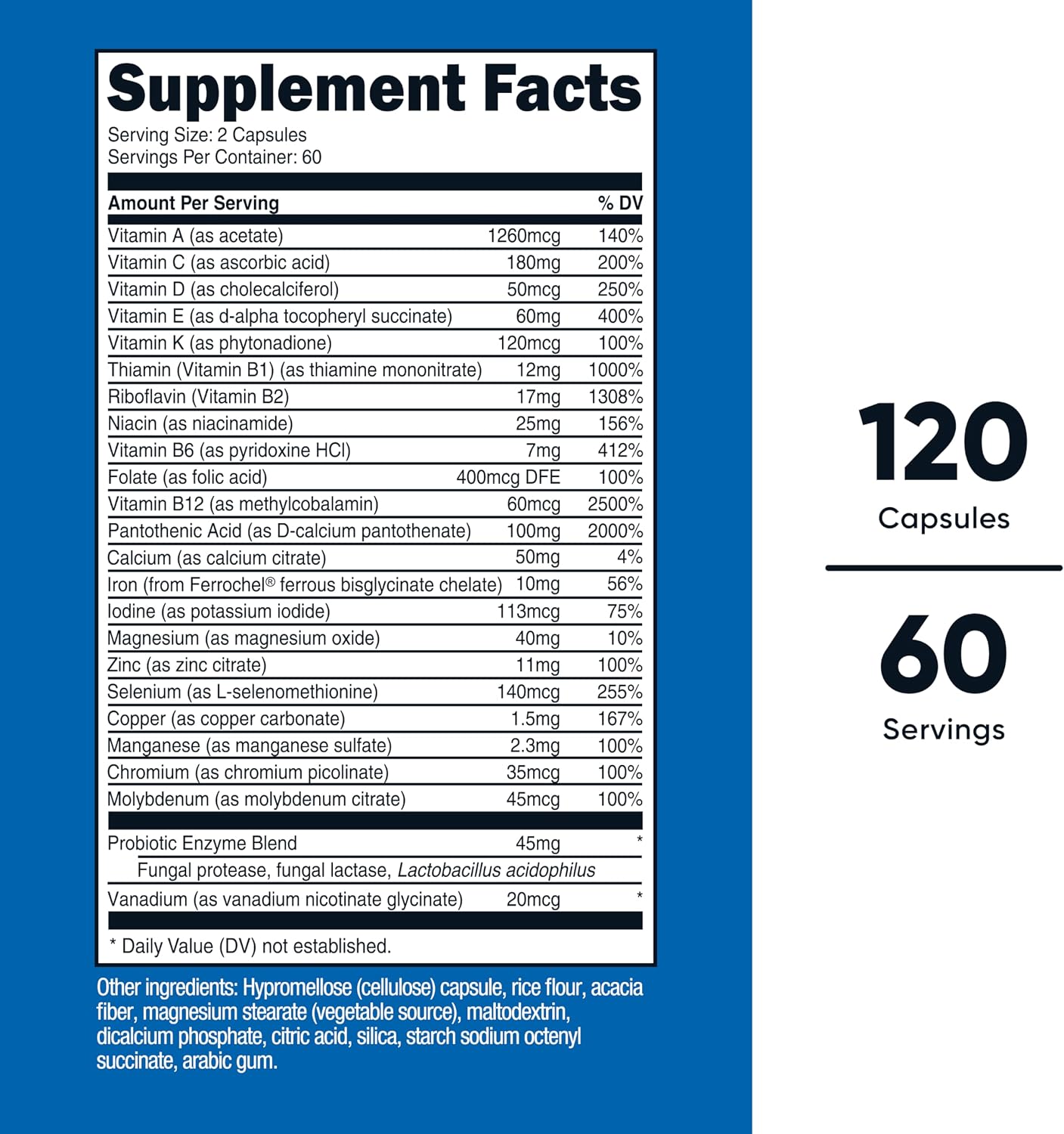 Nutricost Multivitamin with Probiotics - 120 Vegetarian Capsules - görsel 2