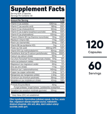 Nutricost Multivitamin with Probiotics - 120 Vegetarian Capsules