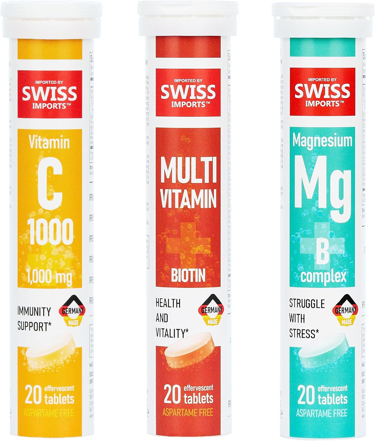 Effervescent Variety Pack with Vitamin C 1000mg, Magnesium + B Complex, Multivitamin + Biotin, 12-Pack, 240 Tablets - görsel 1