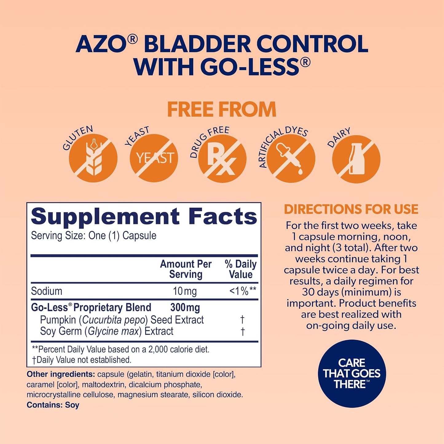 AZO Bladder Control with Go-Less & Weight Management Food Supplement - 48 Capsules - görsel 3