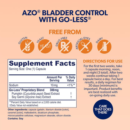 AZO Bladder Control with Go-Less & Weight Management Food Supplement - 48 Capsules