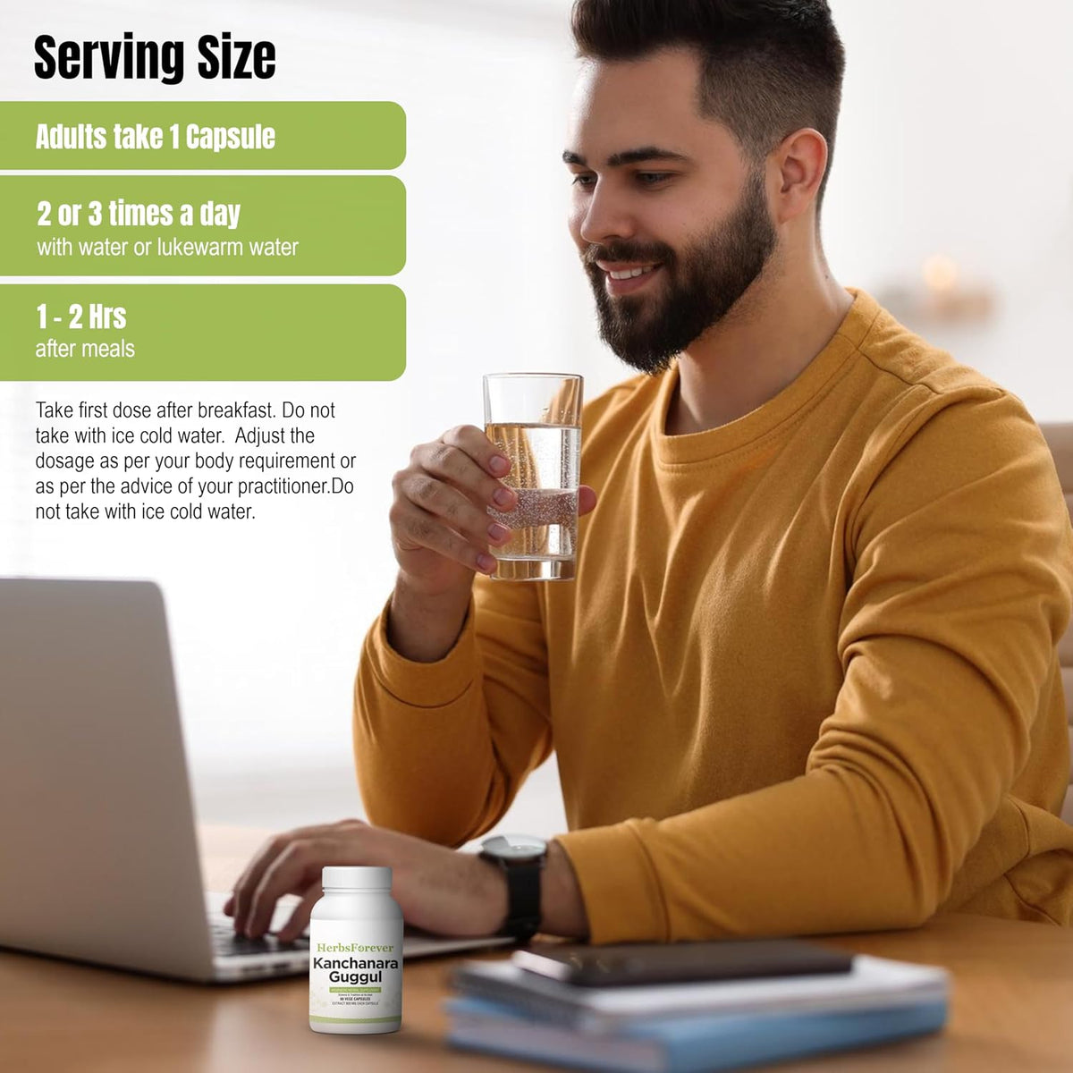 Herbsforever Kanchnara Guggul – Ayurvedic Herbal Supplement for Thyroid and Lymphatic Health, 90 Vegan Capsules - görsel 4