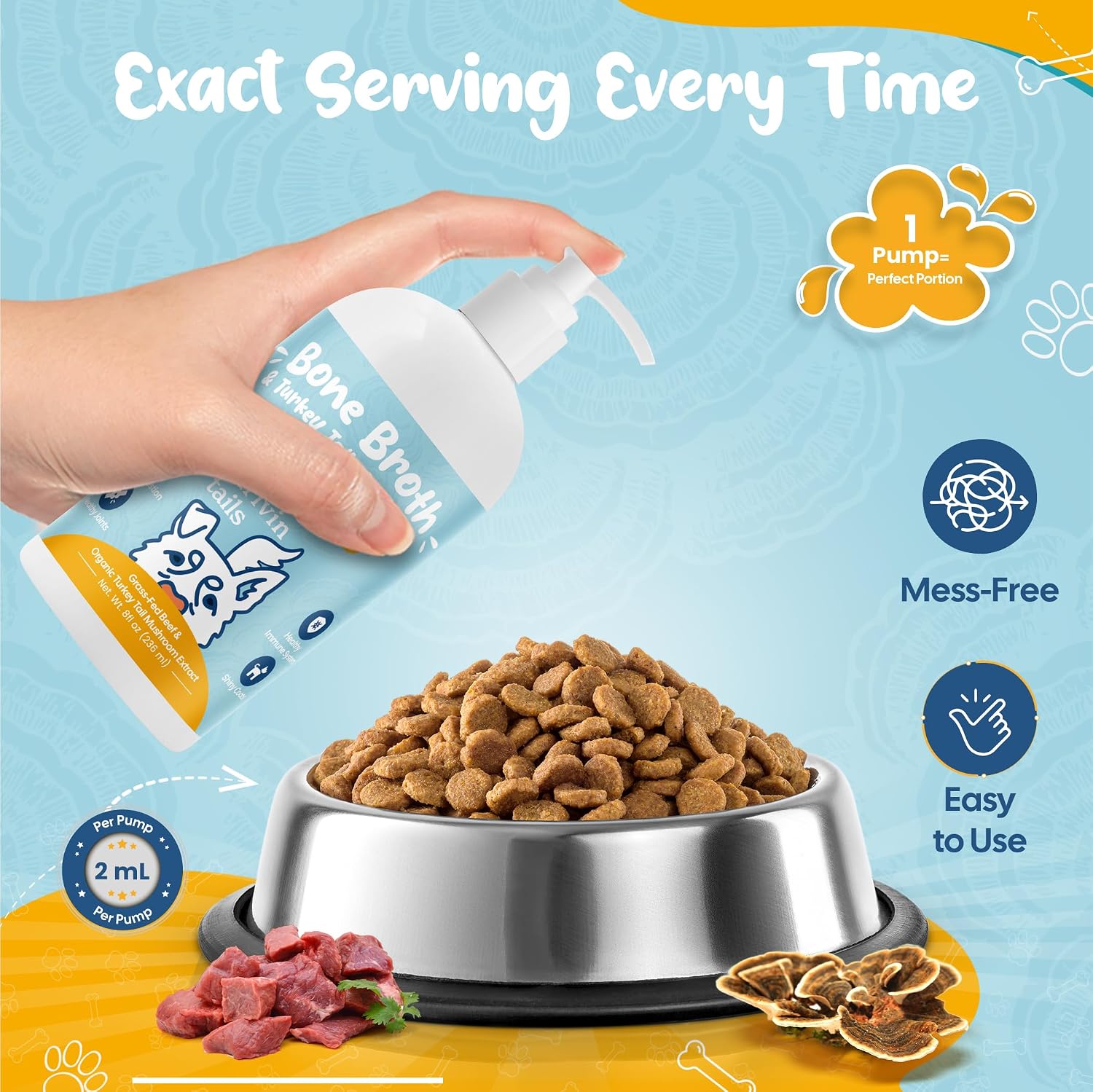 Organic Turkey Tail Mushroom & Liquid Bone Broth Dog Food Topper - görsel 7