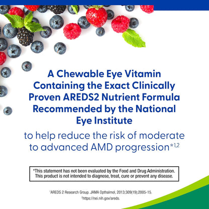 PreserVision AREDS 2 Eye Vitamins, Chewable Lutein and Zeaxanthin Food Supplement with Vitamin C, Vitamin E, Zinc and Copper, Mixed Berry, 70 Tablets