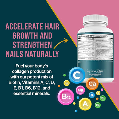 100% Pure Hair, Skin and Nails Vitamins – Biotin for Women and Men, Adults Aged 18 and Over, Supports Hair, Skin and Nail Health, Extra Strength 78,111 mcg – 1-Month Supply
