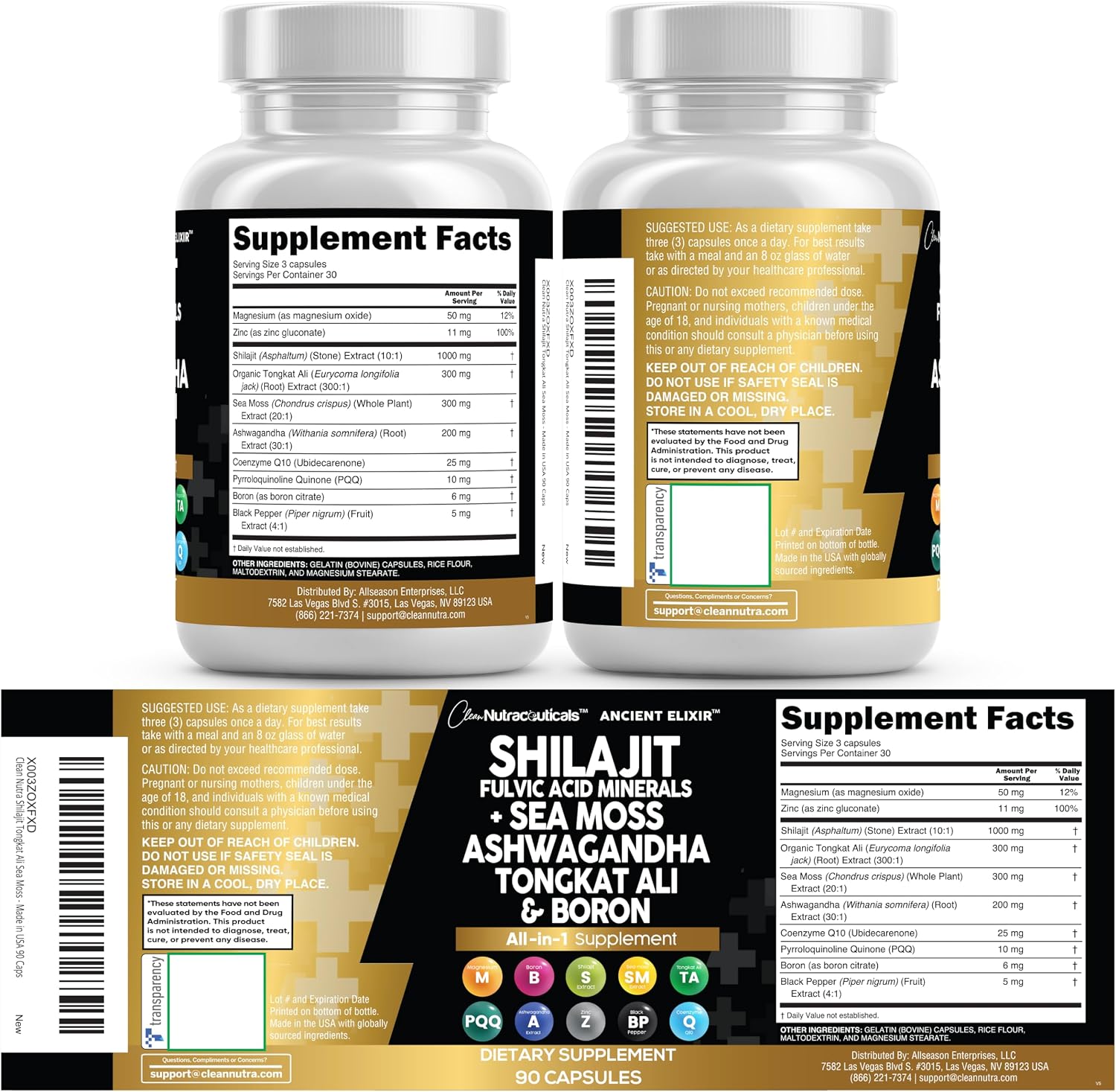 Clean Nutraceuticals Shilajit Supplement for Men with Sea Moss, Tongkat Ali, Ashwagandha, Boron, Zinc, CoQ10, PQQ - Fulvic Acid Capsules - Energy Support - 90 Count - görsel 7