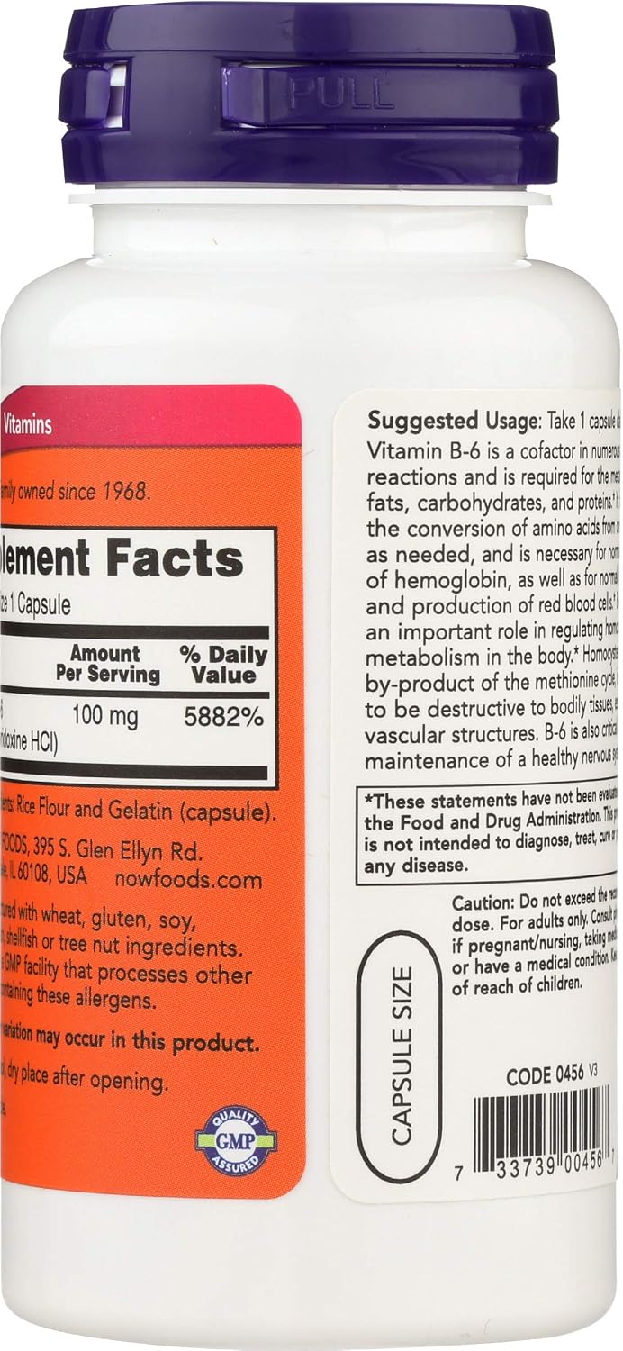 Now Foods B-6 100 mg, 100 Capsules - görsel 2