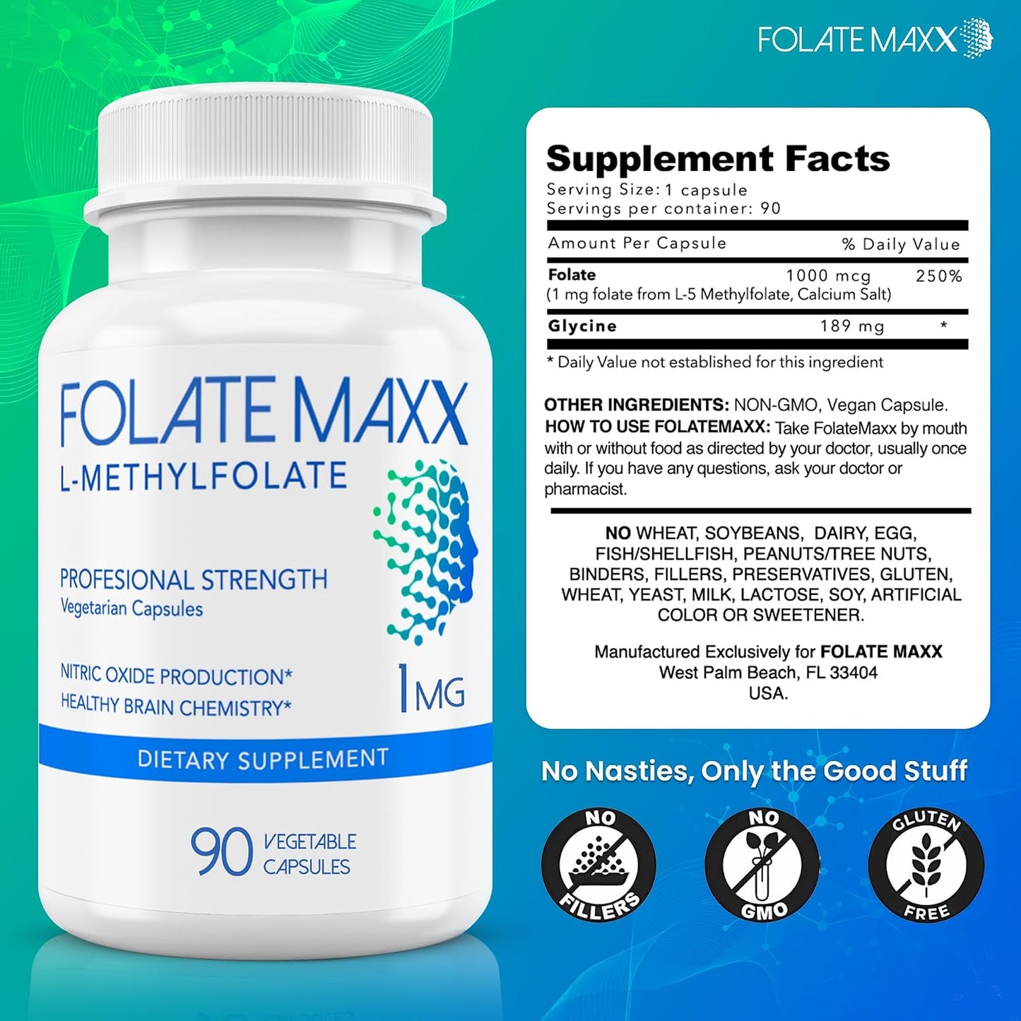 L-Methylfolate Supplement (1mg) - Professional Strength with Optimised Bioactive Methylfolate - 5-MTHF - Non-GMO, Gluten-free, Soya Free - 180 Vegetarian Capsules - görsel 4