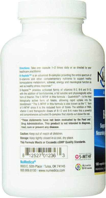 NuMedica B-Replete Food Supplement 180 Vegetable Capsules