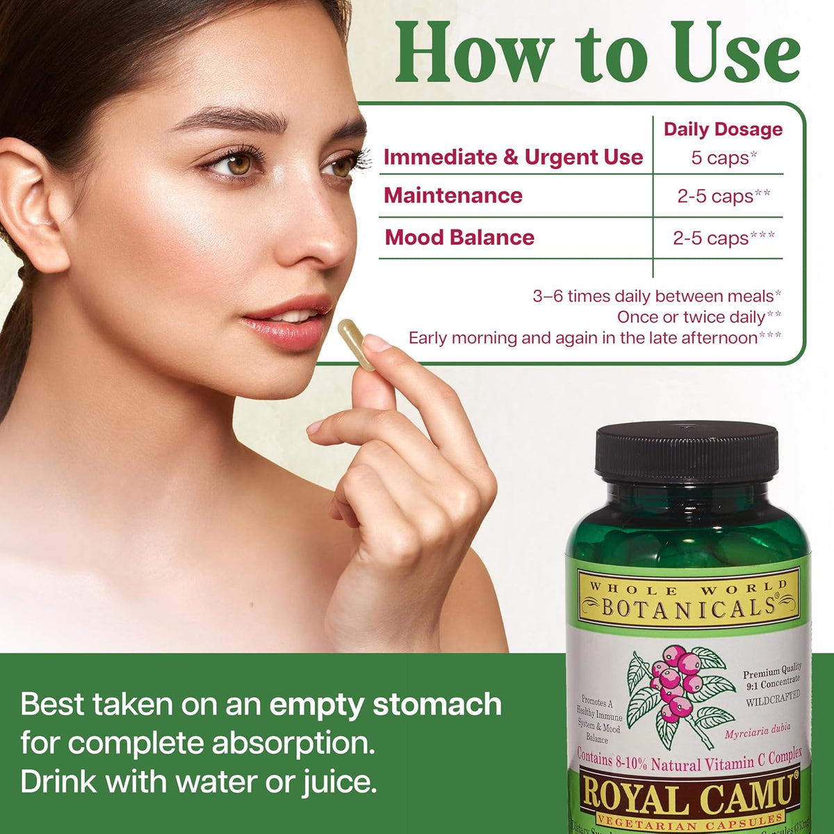 Royal Camu Natural Vitamin C Supplement - 140 Capsules - görsel 4