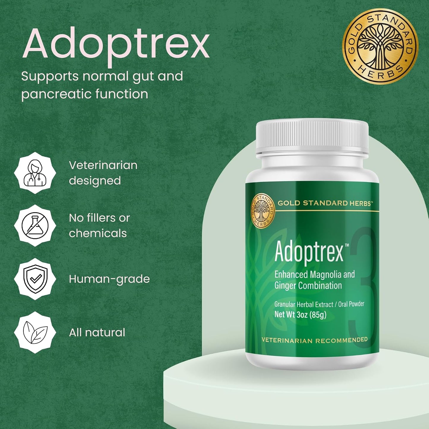 Adoptrex Gut and Pancreatic Function Support Supplement for Dogs – All Natural Magnolia and Ginger Combination Powder (85 grams) - görsel 2
