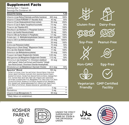 Zahler Multivitamin 50+, Iron-Free Formula + Lutein for Eye Health, 60 Capsules