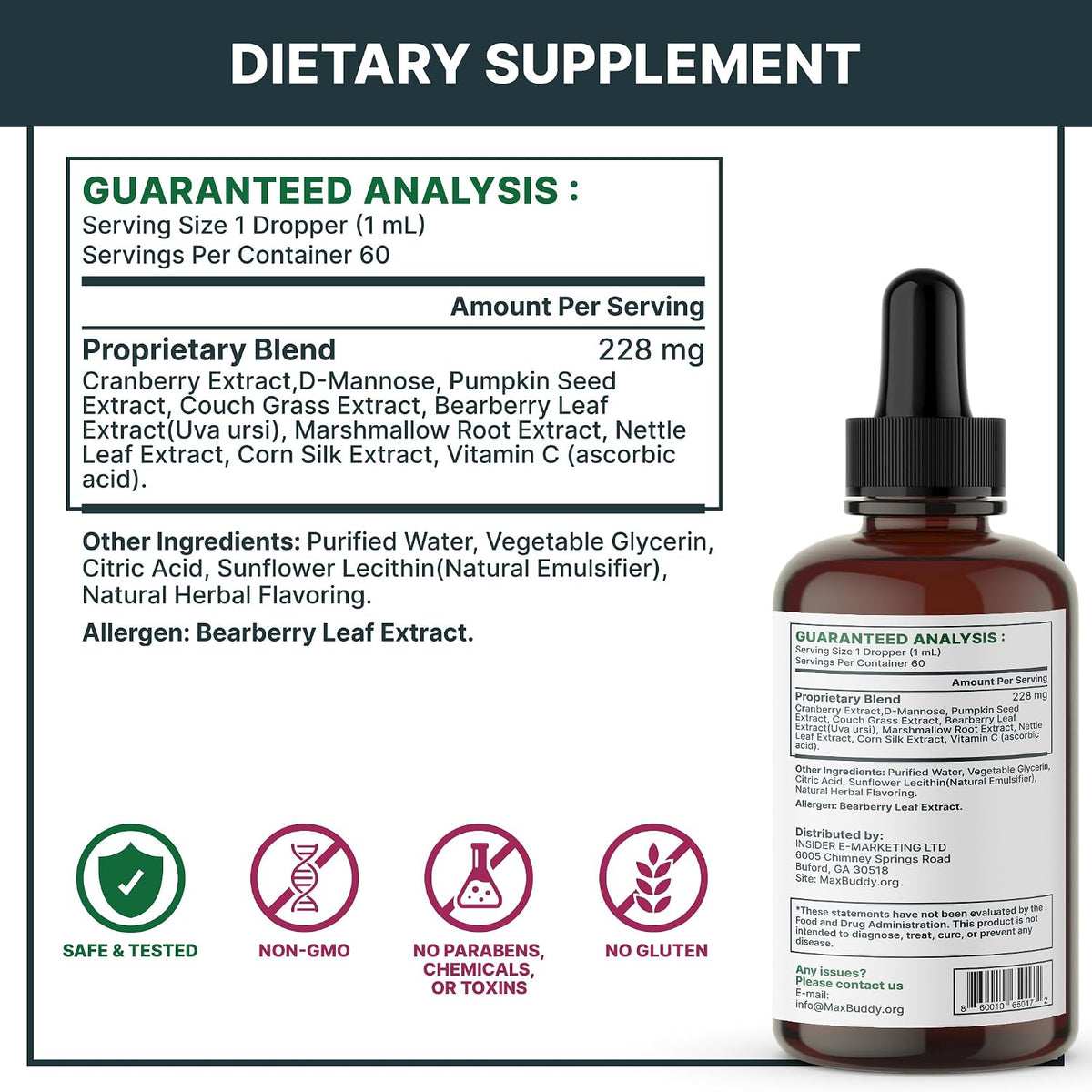 Natural Urinary Tract Support Drops - Cranberry & Herbal Formula for Cats and Dogs - görsel 6