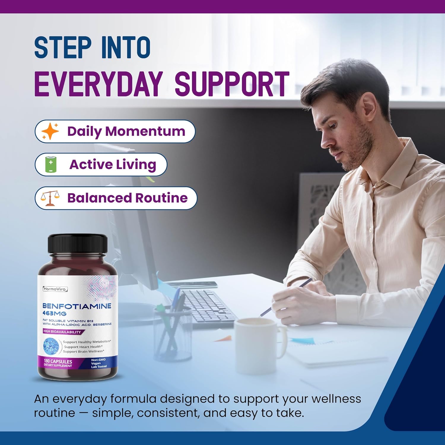 Benfotiamine (Fat-Soluble Vitamin B1) with Alpha-Lipoic Acid & Berberine – Advanced Formula – 180 Capsules - görsel 2
