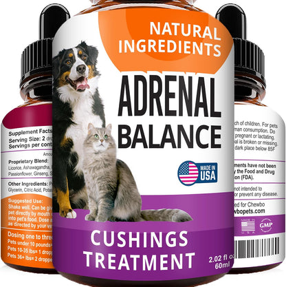Adrenal Balance for Dogs and Cats - Herbal Adrenal Support Drops with Ashwagandha, Liquorice Root, Rhodiola Rosea, 2 oz