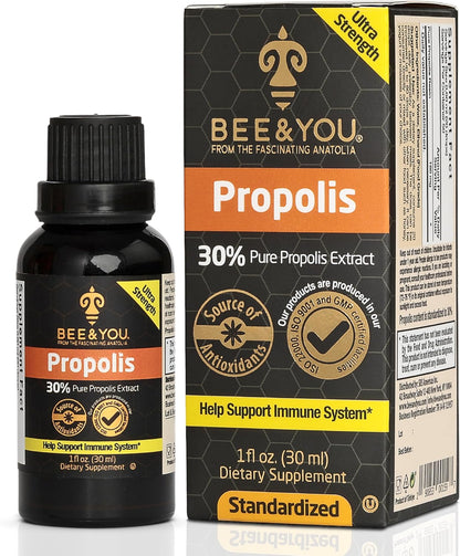 Bee & You Propolis Liquid Extract Drops – 30% Propolis, Ultra-Pure, 30 ml
