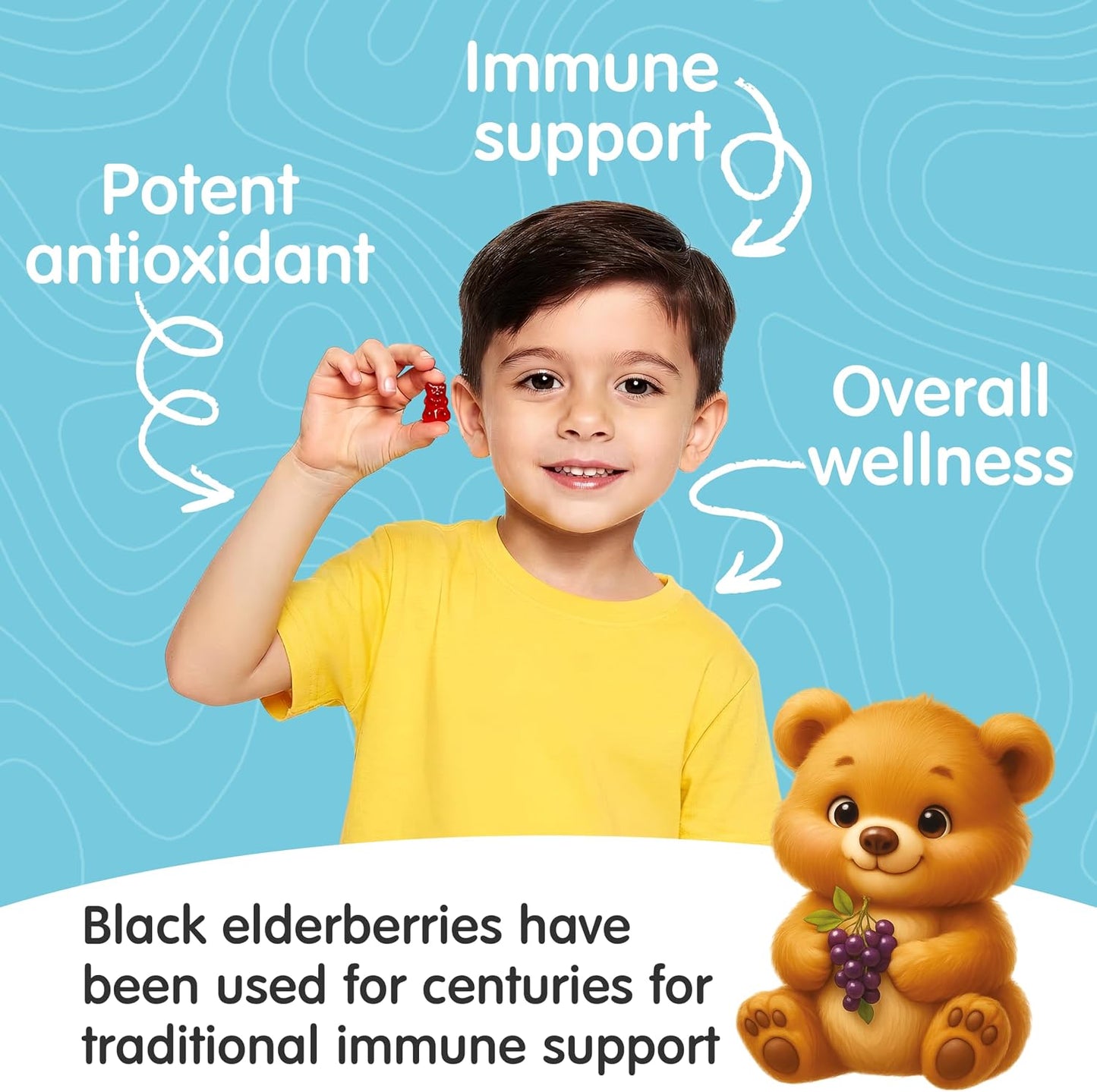 Children’s Elderberry Gummies with Vitamin C & Zinc – Immune Support Supplement (60 Gummies) - görsel 8