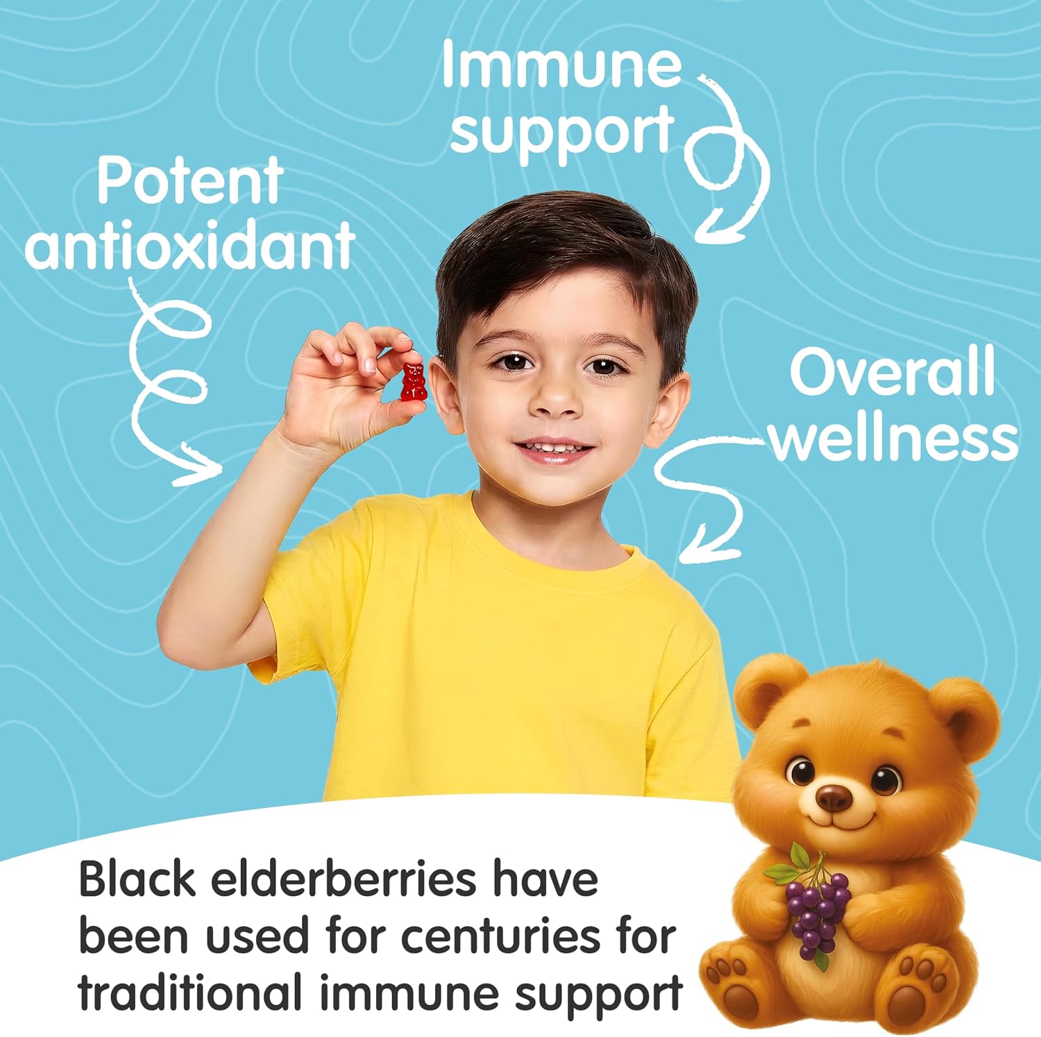 Children’s Elderberry Gummies with Vitamin C & Zinc – Immune Support Supplement (60 Gummies) - görsel 8