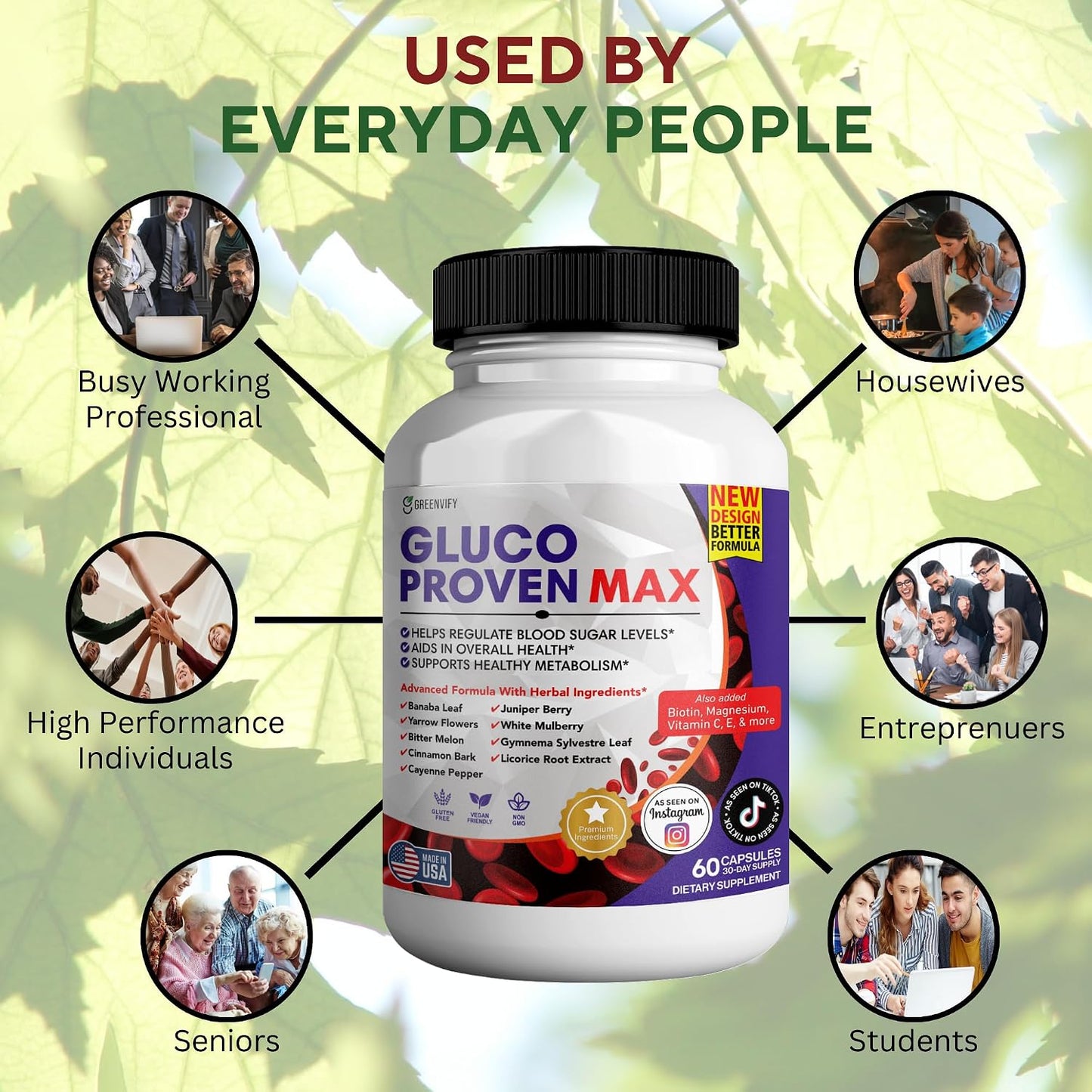 Gluco Proven Max – Daily Wellness Support Supplement with Vitamins, Minerals, and Herbs – 180 Capsules - görsel 6