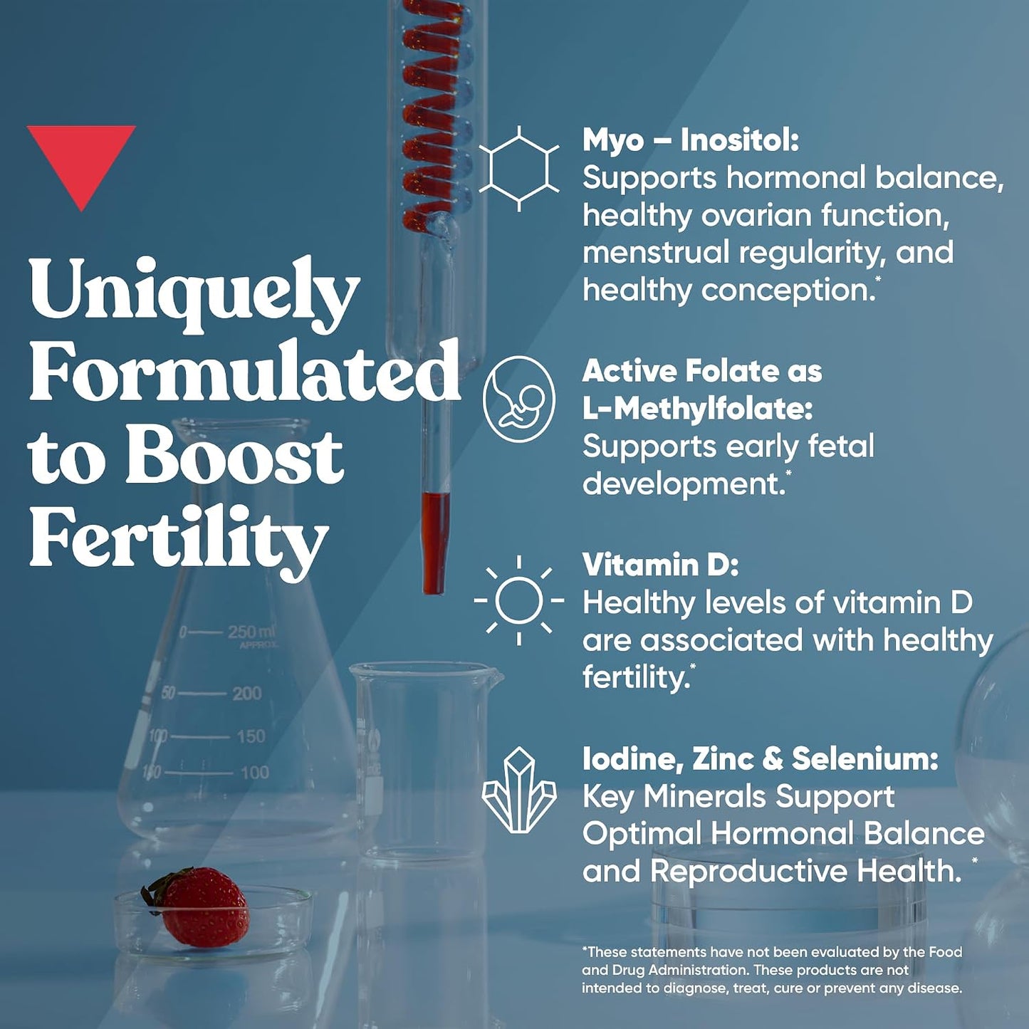 Conception for Her Fertility Gummies - Strawberry Pectin Gummies with Myo Inositol and Folate (75 Gummies) - görsel 4