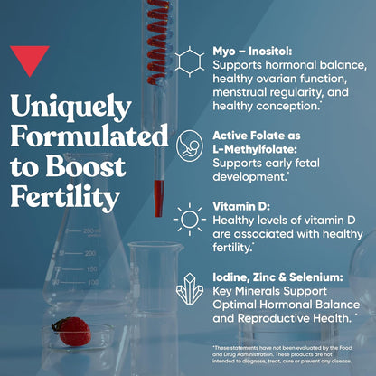 Conception for Her Fertility Gummies - Strawberry Pectin Gummies with Myo Inositol and Folate (75 Gummies)