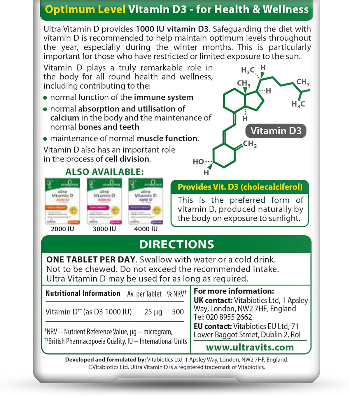 Ultra by Vitabiotics Vitamin D Tablets x 96 - görsel 3