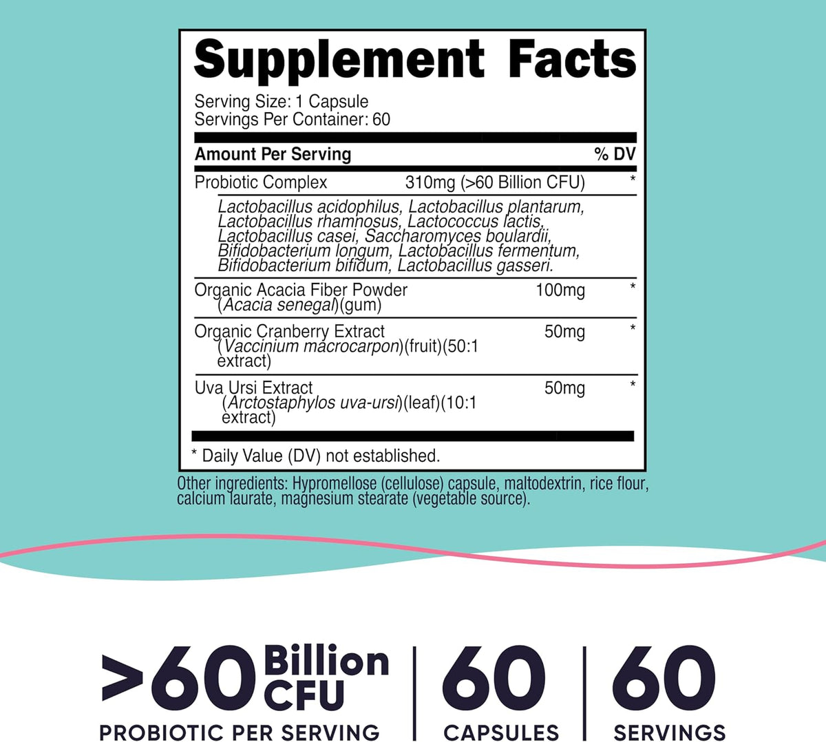 Nutricost Probiotic for Women – 60 Billion CFU, 60 Capsules – with Acacia Fibre, Uva Ursi & Cranberry Extract – Non-GM & Gluten-free - görsel 2