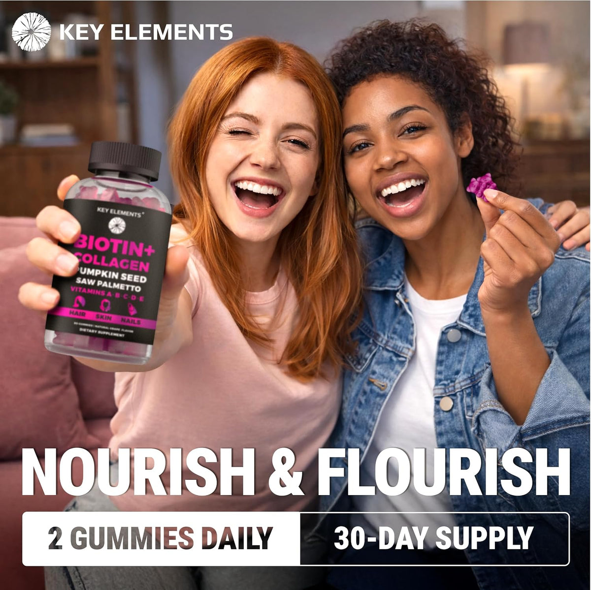 KEY ELEMENTS Biotin & Collagen Gummies – 10000mcg for Hair, Skin & Nails - görsel 5