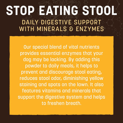Earth Animal Apothecary Powder Supplement - Stop Eating Stool Nutritional Powder for Dogs & Cats, 8 oz
