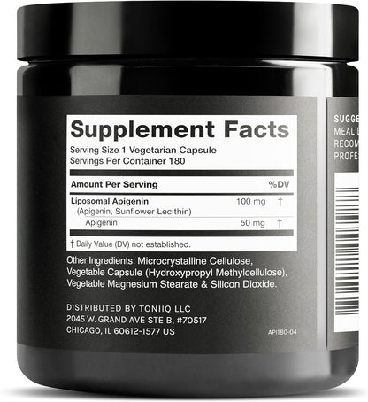 Liposomal Apigenin 100mg – Ultra High Strength Apigenin Supplement for Enhanced Absorption – 180 Vegetarian Capsules