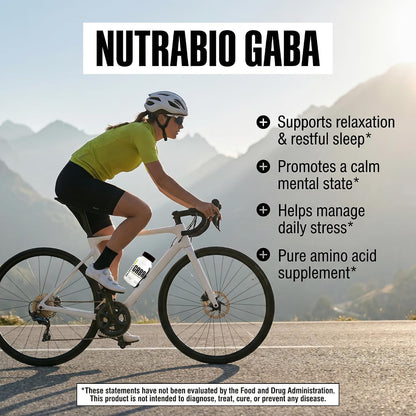 NutraBio 100% Pure GABA Food Supplement (Gamma-Aminobutyric Acid), 500mg – 90 Capsules
