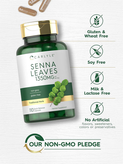 Carlyle Senna Leaves Supplement - 1350 mg, 110 Capsules