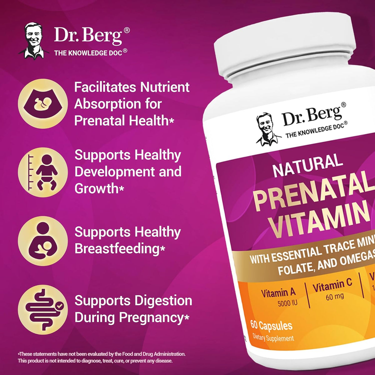 Dr. Berg Natural Prenatal Vitamins - Prenatal Multivitamin with Folate, Omegas & Superfoods (60 Capsules) - görsel 4