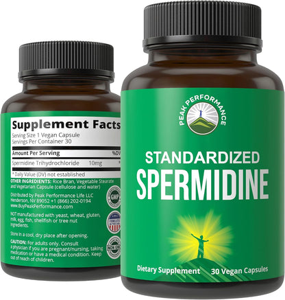 Spermidine Supplement – 99% Spermidine Trihydrochloride, Ultra High Strength, Vegan Capsules for Healthy Ageing