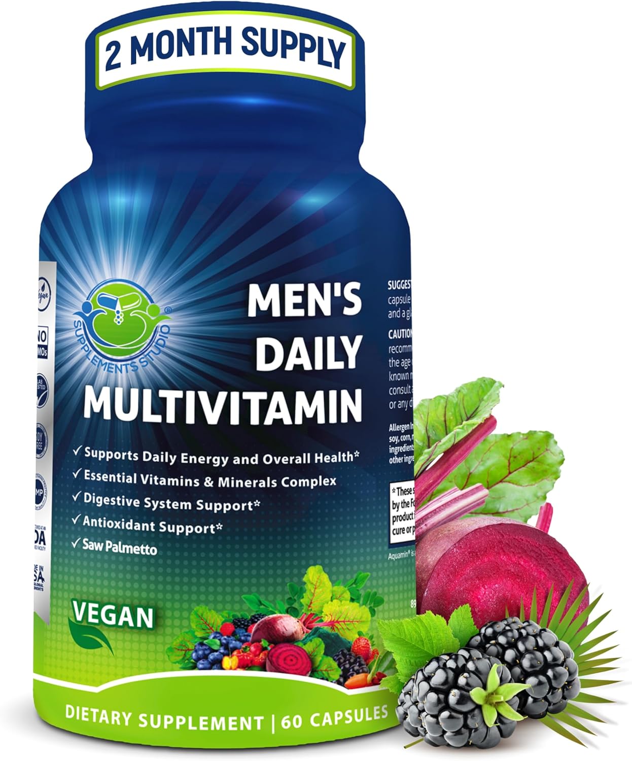 Men's Daily Multivitamin – Vegan Methylated with Saw Palmetto and Organic Superfoods - görsel 1
