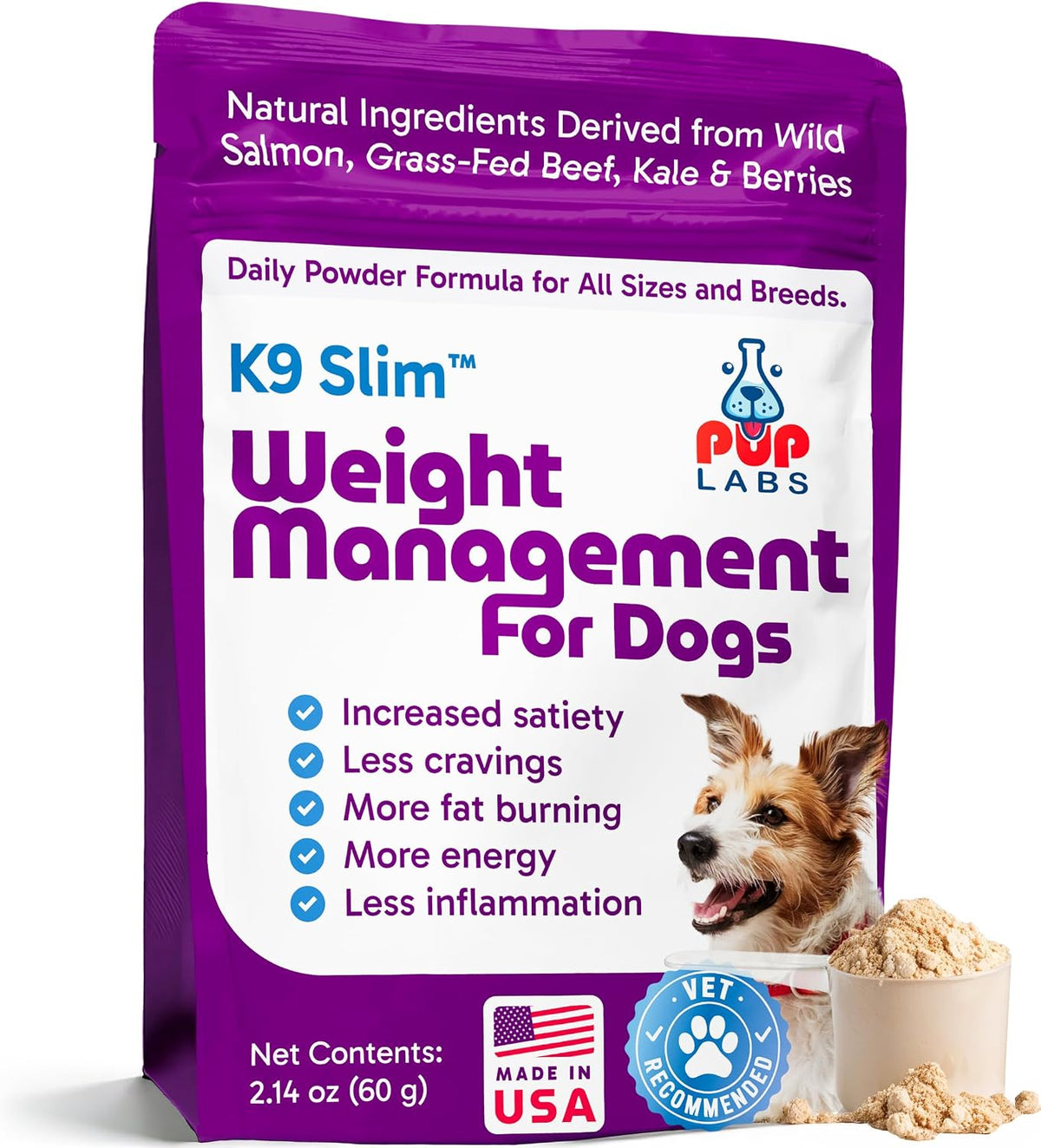 Pup Labs K9 Slim Dog Weight Loss Supplement - Natural Weight Management Dog Food Topper, 60 g - görsel 1