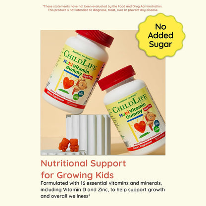 CHILDLIFE ESSENTIALS Multivitamin Gummies for Children – Sugar-Free, with DHA & Lutein, Natural Strawberry Flavour (90 Count)