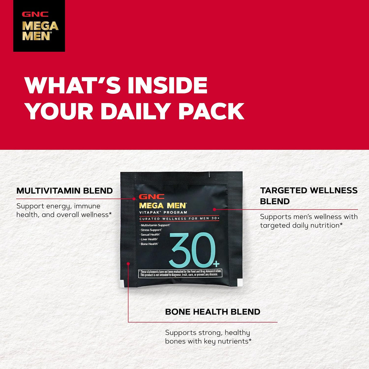 GNC Men's 30+ Vitapak Programme – 5-in-1 Daily Multivitamin with Minerals, Bone Support & Relaxation - görsel 5