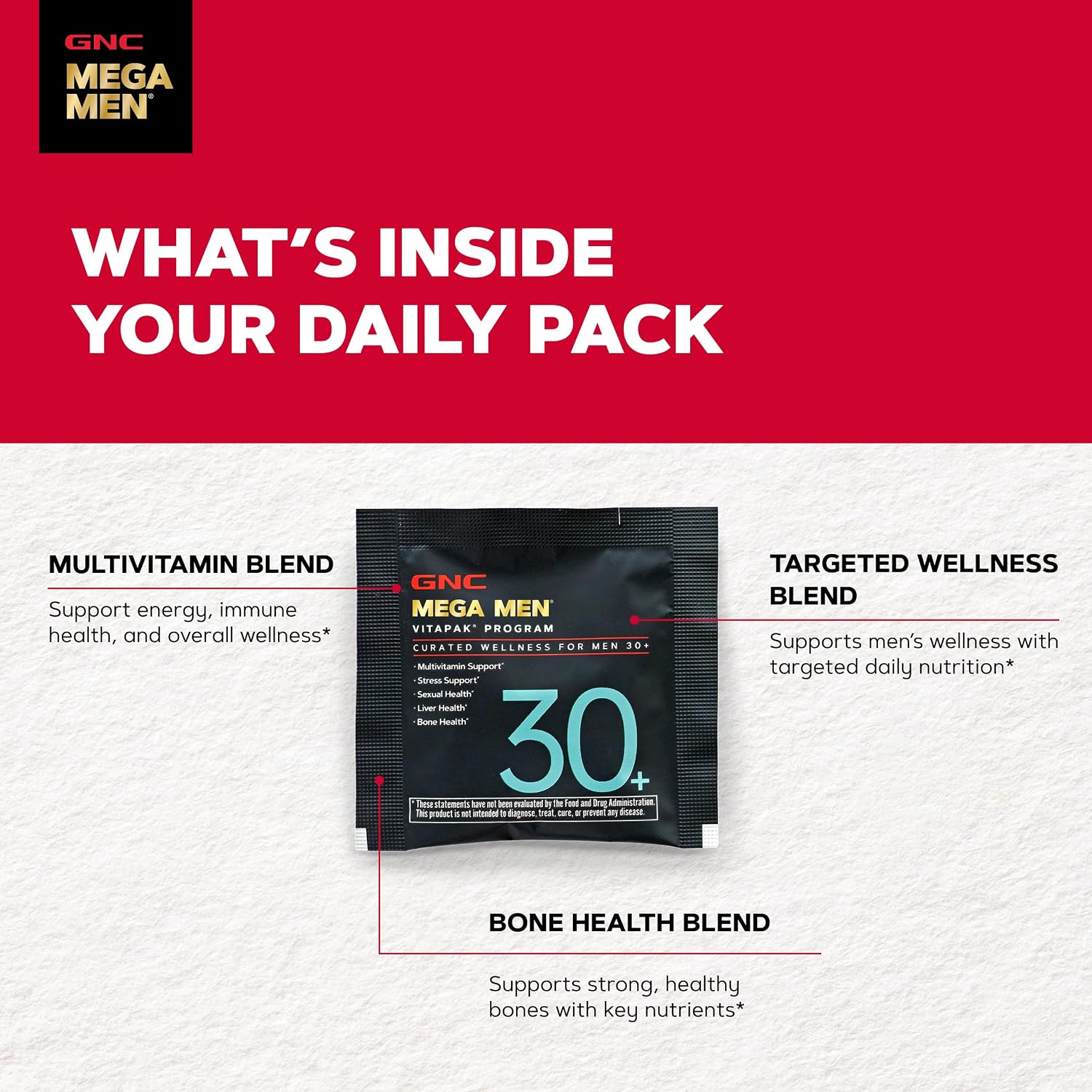 GNC Men's 30+ Vitapak Programme – 5-in-1 Daily Multivitamin with Minerals, Bone Support & Relaxation - görsel 5