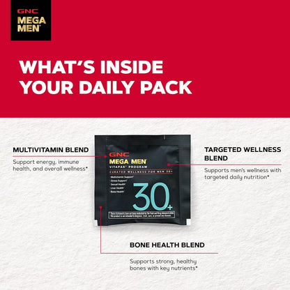 GNC Men's 30+ Vitapak Programme – 5-in-1 Daily Multivitamin with Minerals, Bone Support & Relaxation