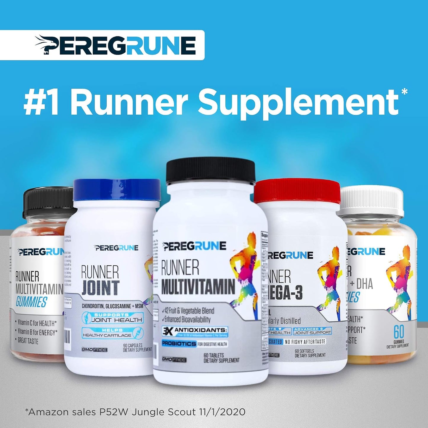 PEREGRUNE Runner Multivitamin Gummies – Daily Vitamin for Runners (Vitamins A, C, D, E, B Complex) – 50% Less Sugar - görsel 6