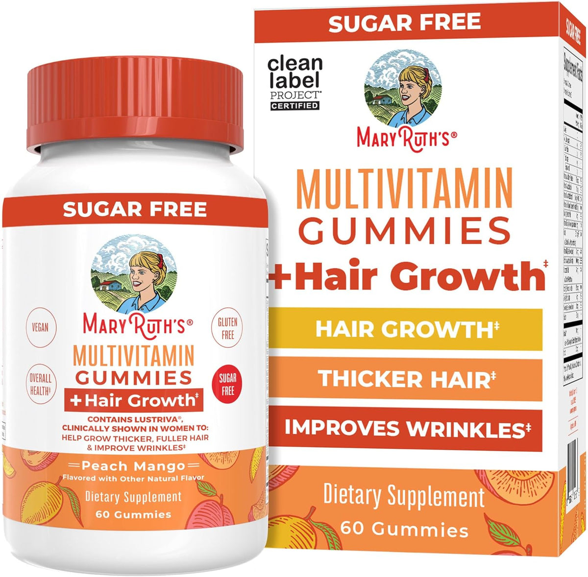 MaryRuth's Multivitamin + Hair Growth Gummies with Lustriva® | Biotin 10,000 mcg | for Hair, Skin & Nails - görsel 1