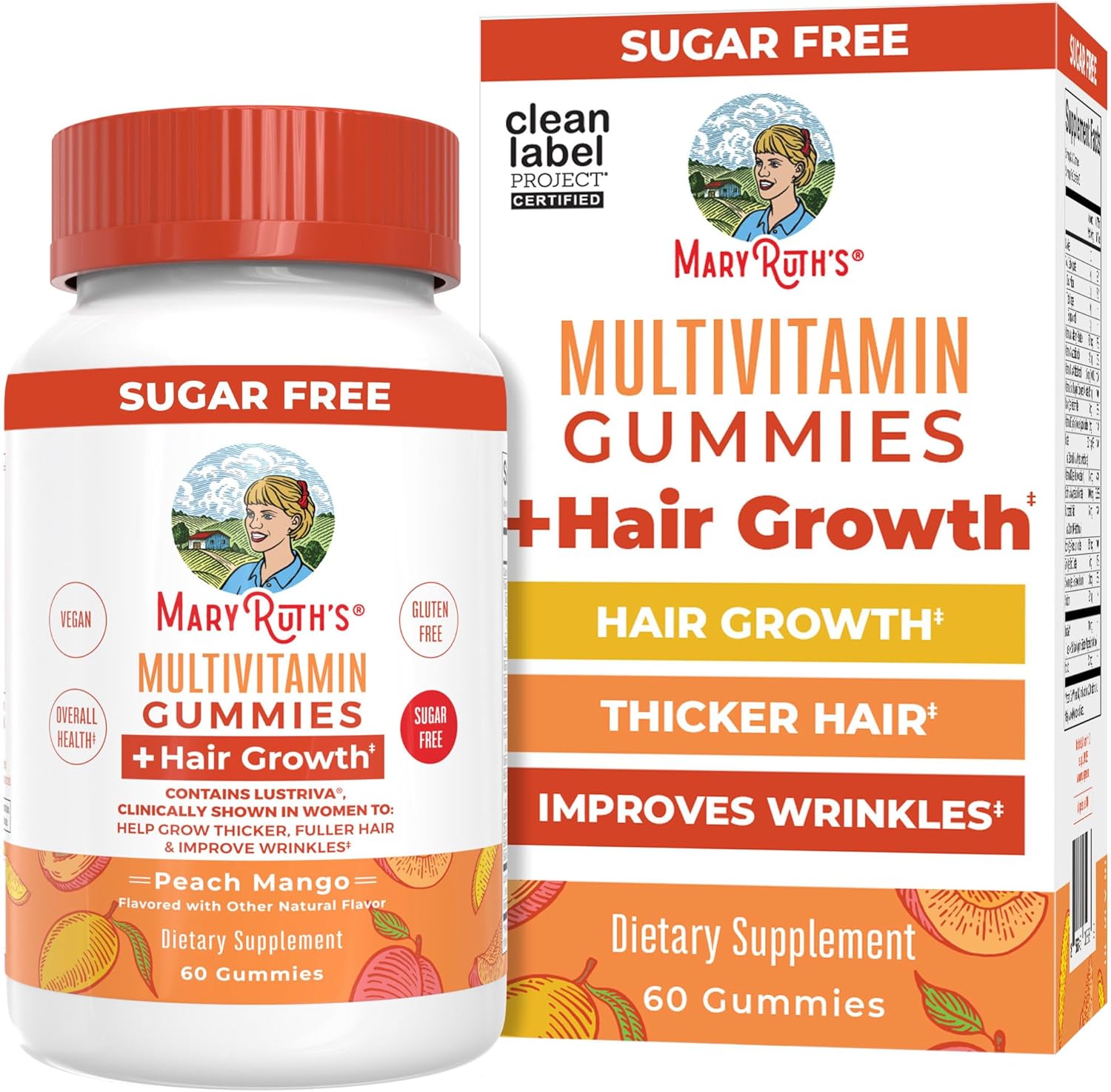 MaryRuth's Multivitamin + Hair Growth Gummies with Lustriva® | Biotin 10,000 mcg | for Hair, Skin & Nails - görsel 1
