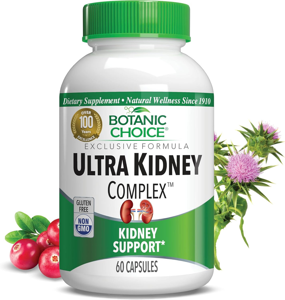 Botanic Choice Ultra Kidney Complex - Optimum Kidney Support with Milk Thistle, Green Tea and More - 60 Capsules - görsel 1