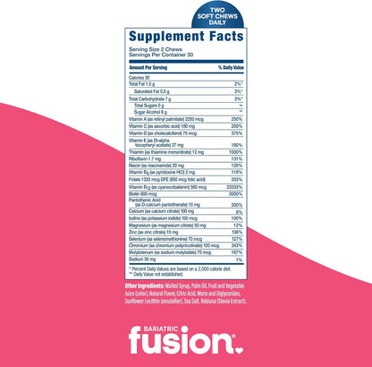 Bariatric Fusion Bariatric Multivitamin Chewable Soft Chew – Cherry Pineapple (60 Count)