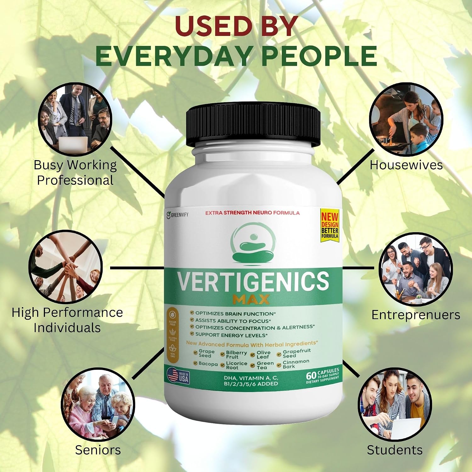 Vertigenics Max Brain Support Supplement (Extra Strength Neuro Formula, 60 Capsules) - görsel 7