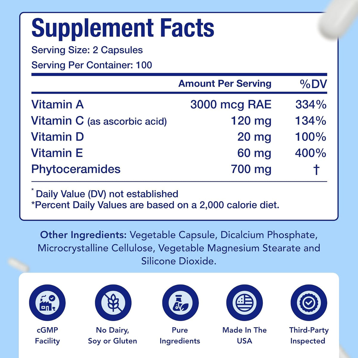 Extra Strength Phytoceramides 700mg – Plant-Based Ceramides with Vitamins A, C, D, E for Women (100 Day Supply) - görsel 2