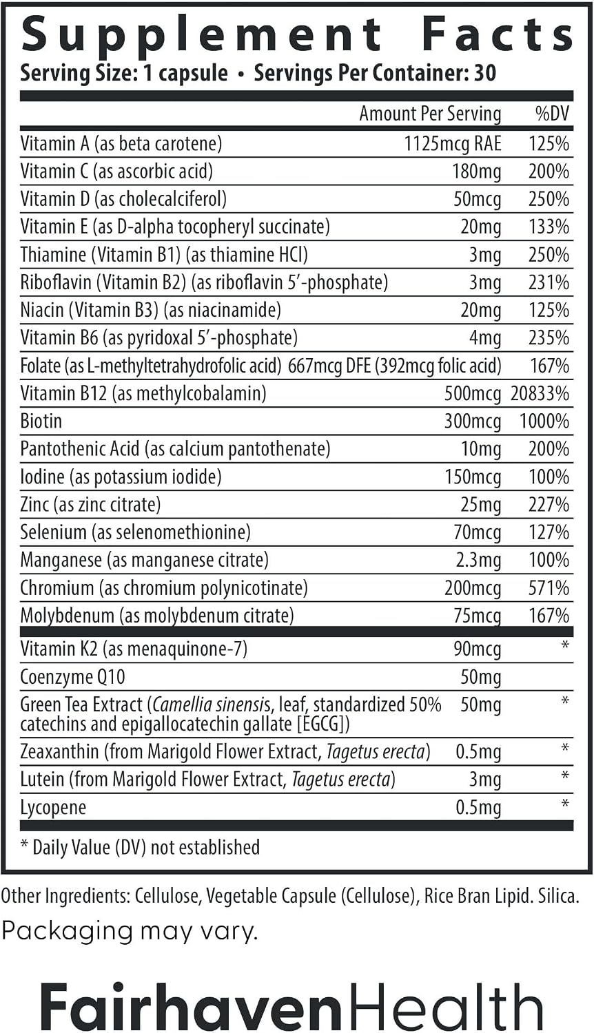 Fairhaven Health Women's Multivitamin Essentials | Once Daily Multivitamin for Women | Vegan, Gluten-free | 30 Capsules - görsel 2