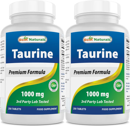 Best Naturals Taurine 1000mg, 250 Tablets (Pack of 2)