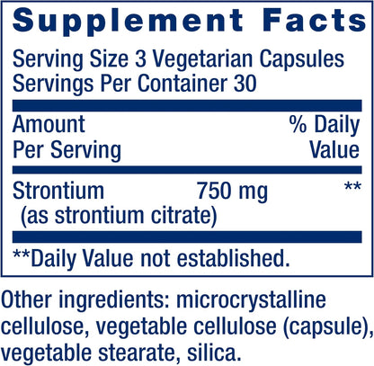 Life Extension Strontium Caps, Trace Mineral for Advanced Bone Health Support, 90 Capsules